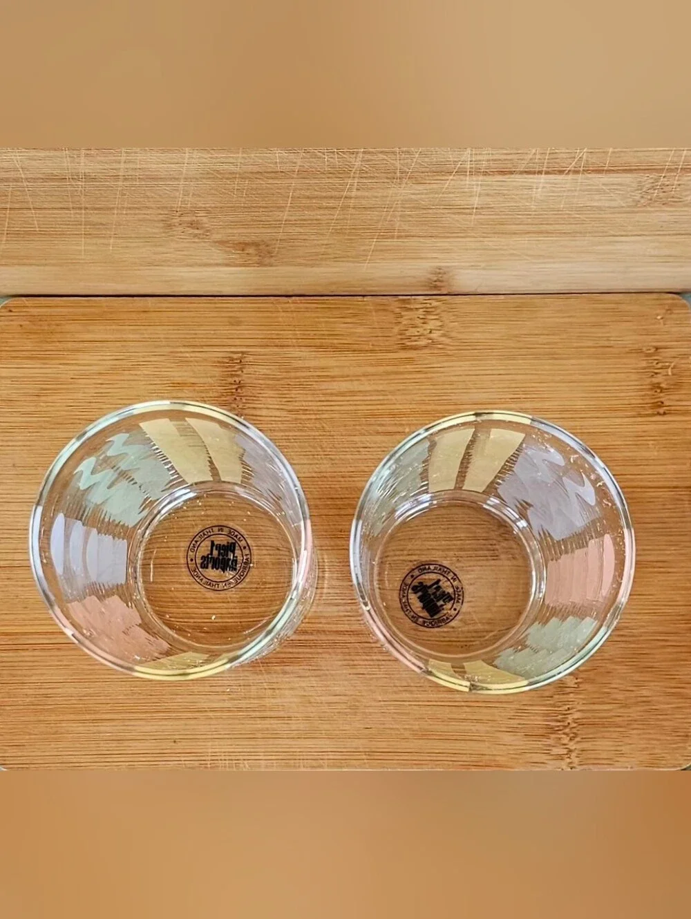 Set of 2 Vintage Pier 1 Imports Ocean 11.5 Tall Slender,Pastel Drinking Glasses